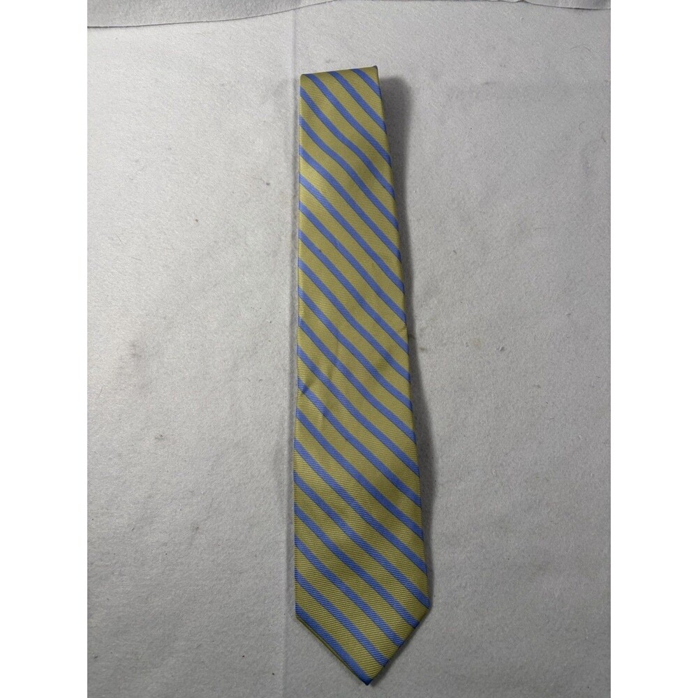 Lands End Necktie Men Green/Blue Stripe Repp Business Wedding Resort